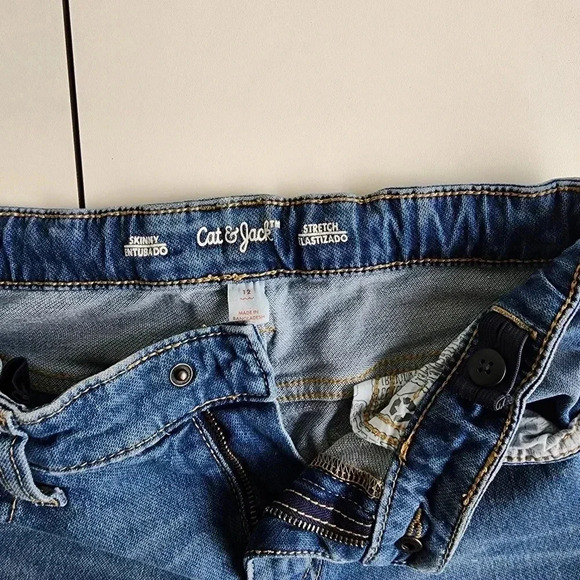 Lot Of 2 Boys Blue Skinny Straight Fit Stretch Cat & Jack Wonder Nation Sz 12 - Picture 5 of 11